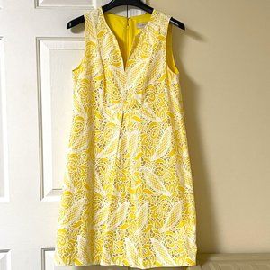 LOFT Yellow & White Sleeveless Dress